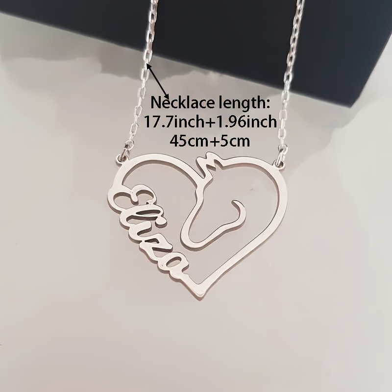 Personalized Horse And Heart Pendant Necklace, 18K Gold-Plated